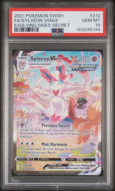 2021 POKEMON SWORD & SHIELD EVOLVING SKIES #212 FA/SYLVEON VMAX EVOLVING SKIES-SECRET