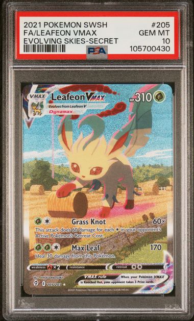 2021 POKEMON SWORD & SHIELD EVOLVING SKIES #205 FA/LEAFEON VMAX EVOLVING SKIES-SECRET
