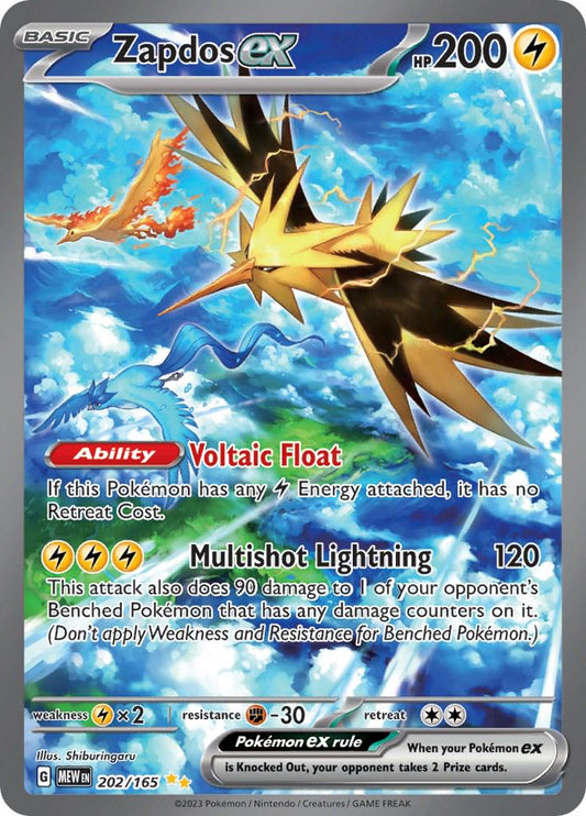 Zapdos ex #202 Pokemon Scarlet & Violet 151 - Single
