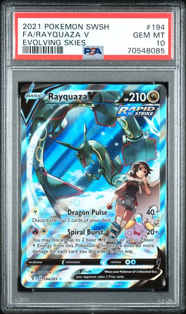 2021 POKEMON SWORD & SHIELD EVOLVING SKIES #194 FA/RAYQUAZA V EVOLVING SKIES