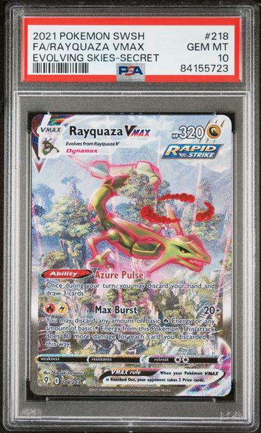 2021 POKEMON SWORD & SHIELD EVOLVING SKIES #218 FA/RAYQUAZA VMAX EVOLVING SKIES-SECRET